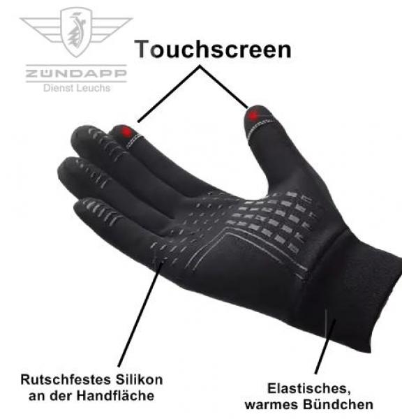 Zündapp Handschuhe - Schwarz - Rutschfeste Touchscreen-Handschuhe aus Baumwoll-Mix